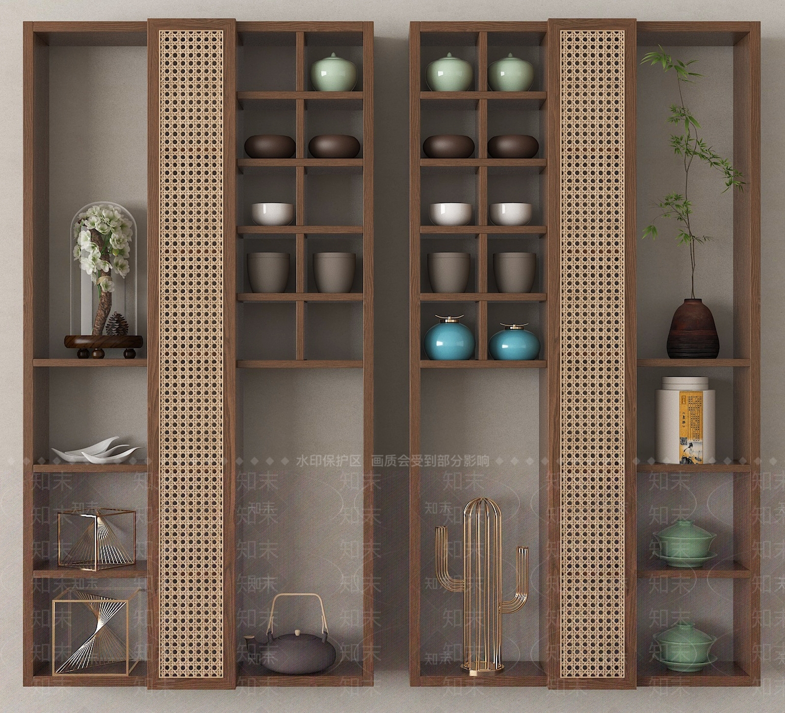 新中式博古架3D模型下载【ID:1188259925】