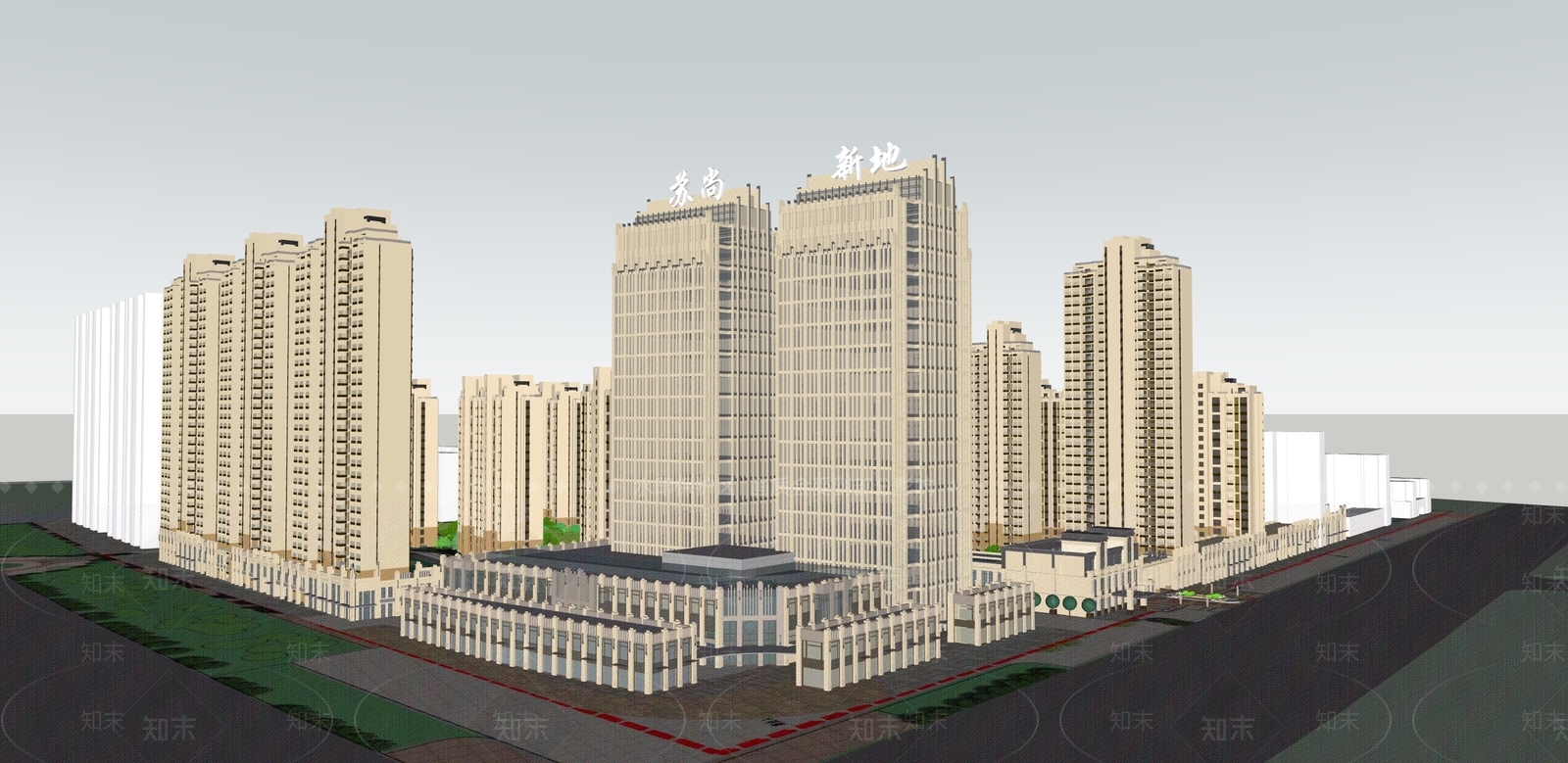 欧式复古小区建筑SU模型下载【ID:1188265215】