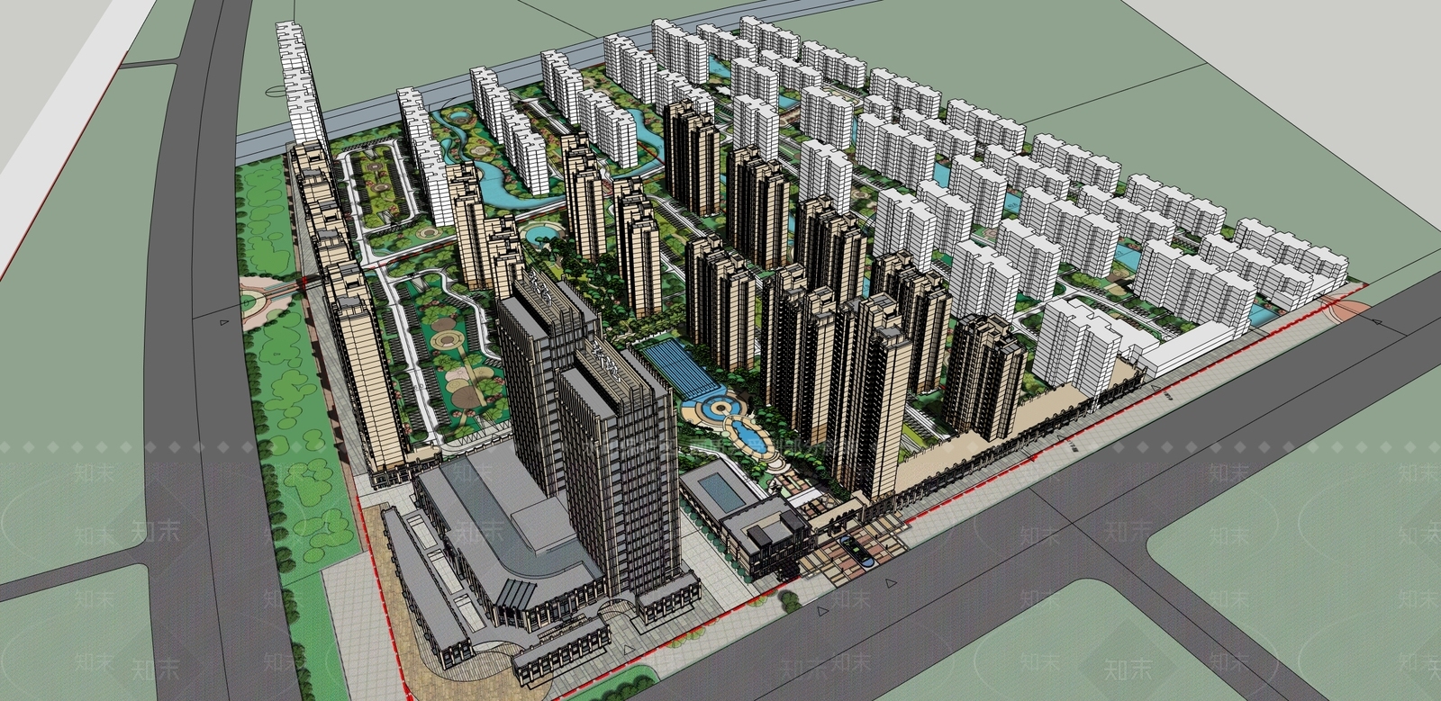 欧式复古小区建筑SU模型下载【ID:1188265215】
