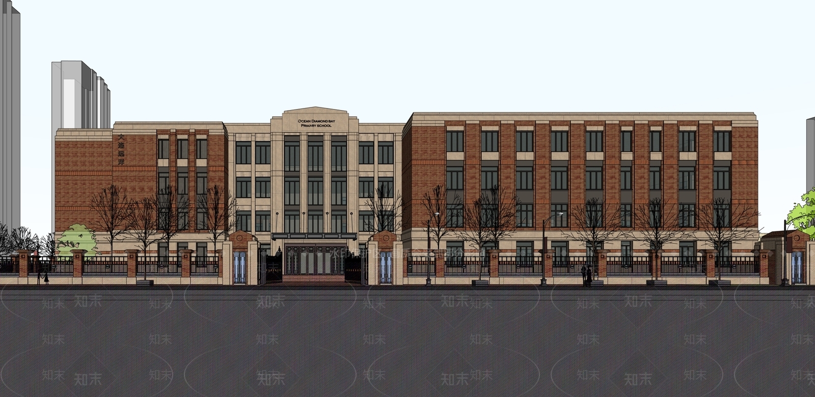 复古简欧学校建筑SU模型下载【ID:1188265403】