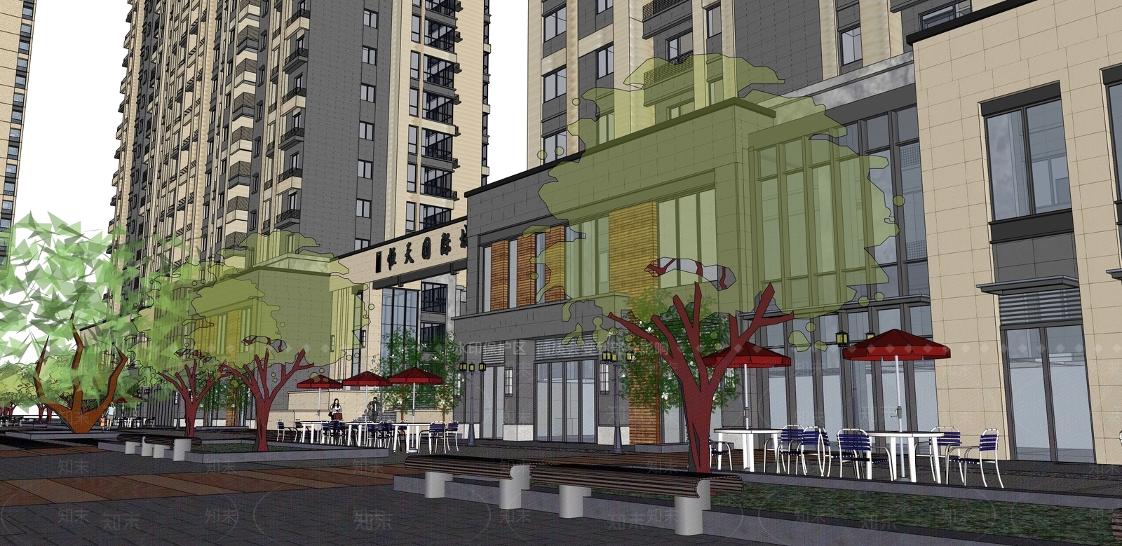 现代简约小区建筑SU模型下载【ID:1188266462】