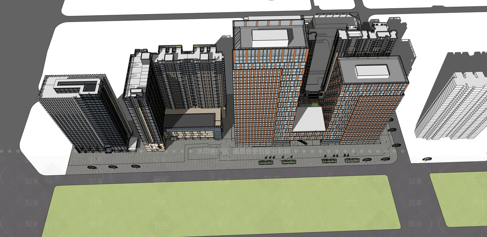 现代简约小区建筑SU模型下载【ID:1188266462】