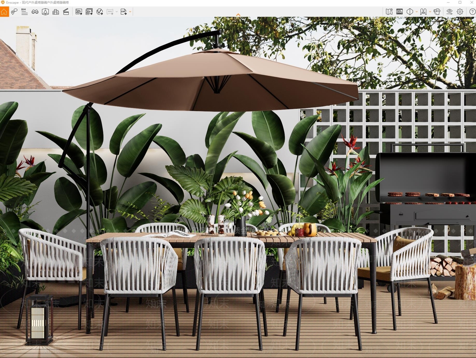 现代户外桌椅SU模型下载【ID:1188264953】