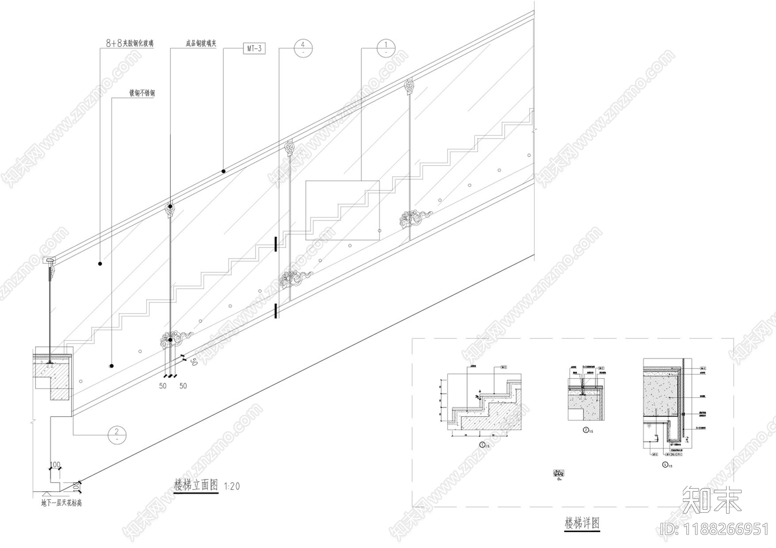 现代楼梯节点cad施工图下载【ID:1188266951】