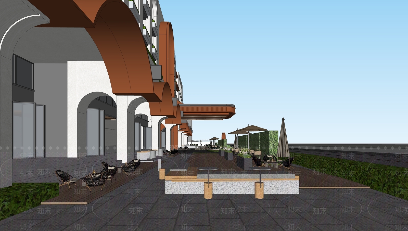 现代酒店建筑SU模型下载【ID:1188267287】