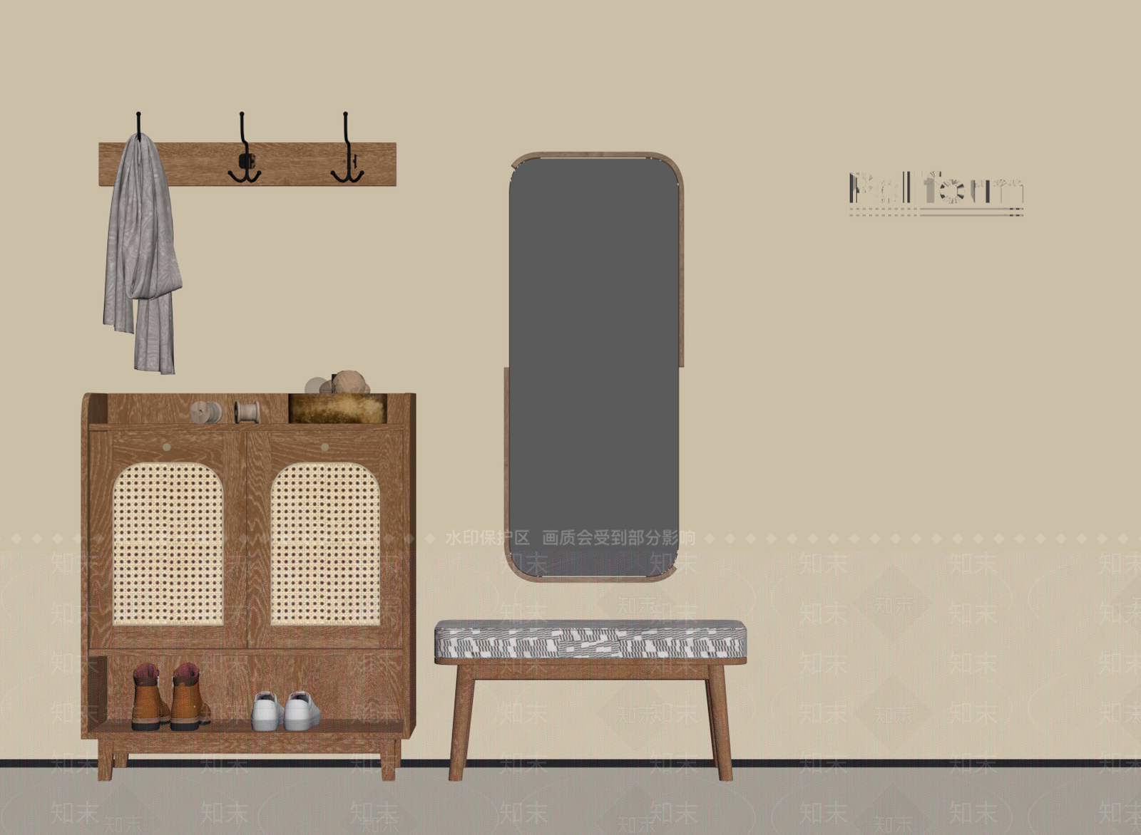 侘寂鞋柜SU模型下载【ID:1188275302】