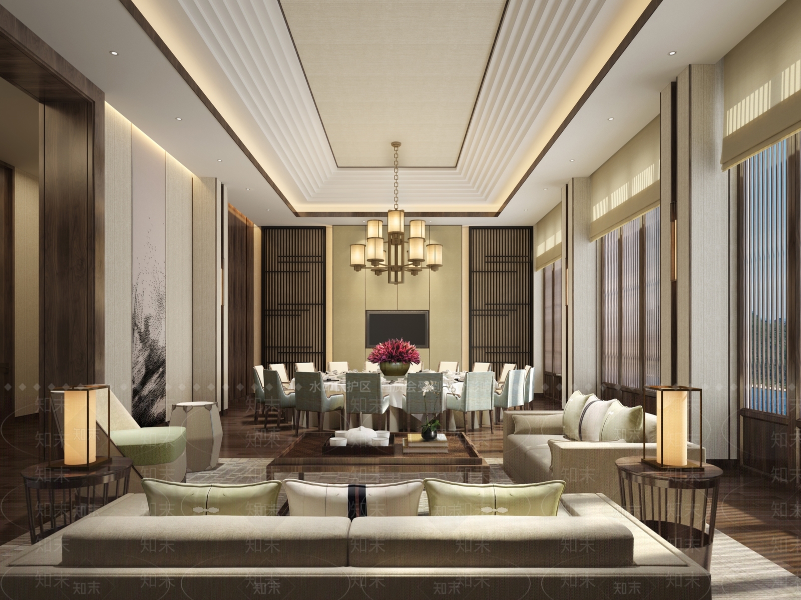 现代新中式包厢3D模型下载【ID:1188278245】