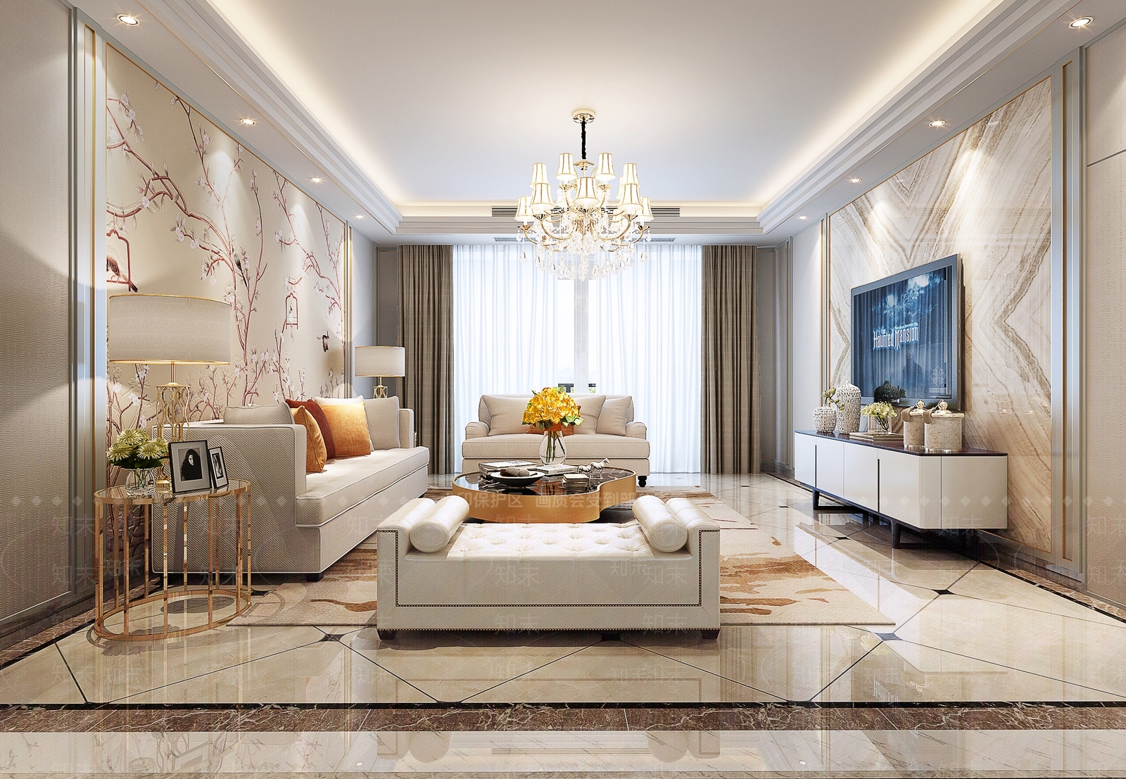 简欧欧式家居客厅3D模型下载【ID:1188280765】