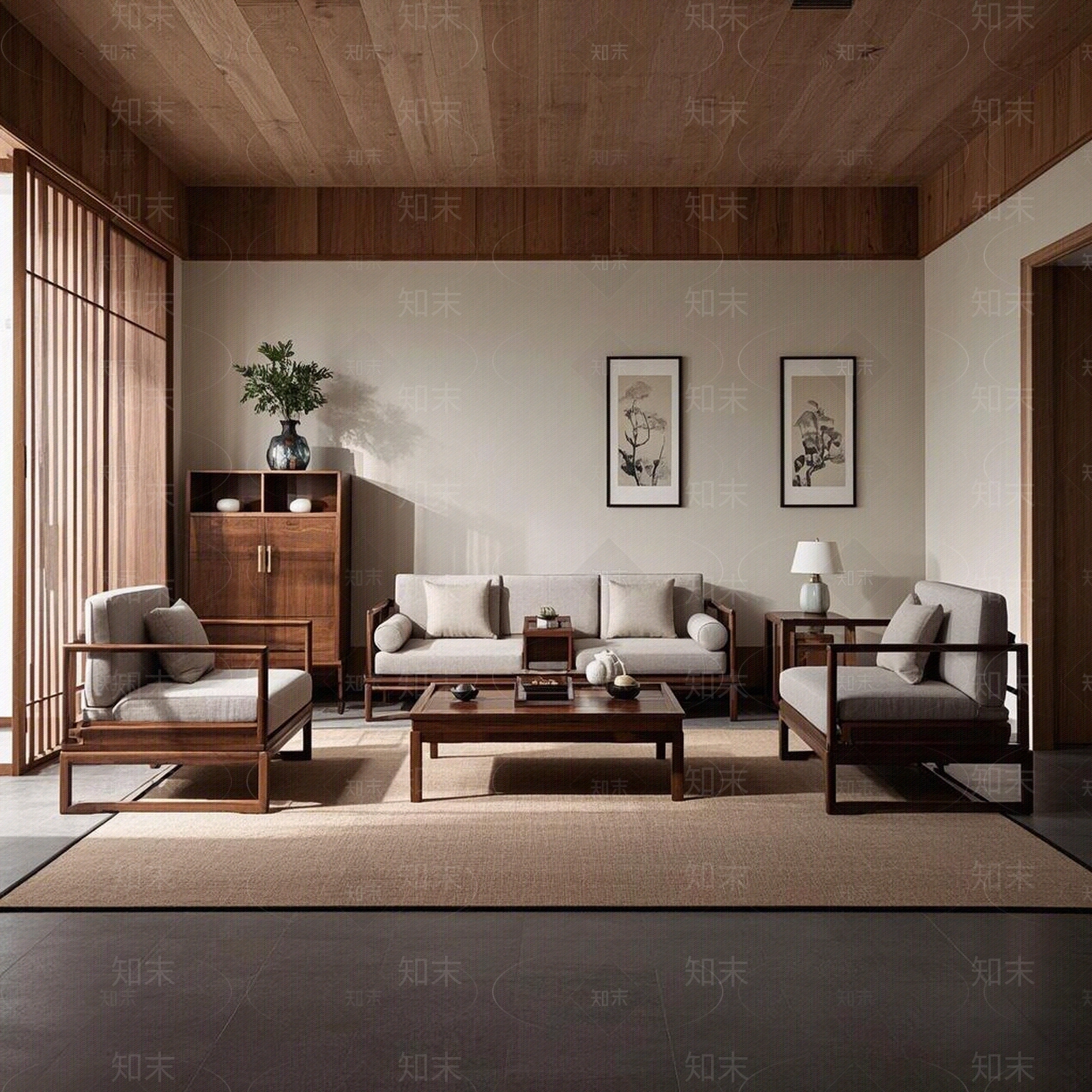 新中式客厅贴图下载【ID:1188280503】