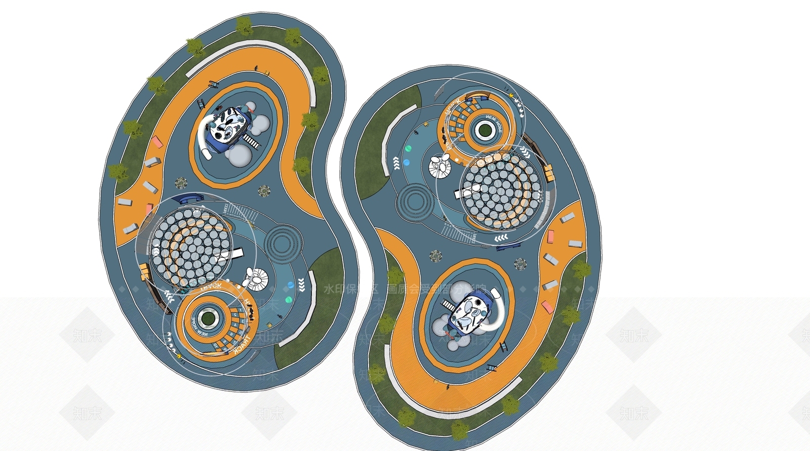 现代景观公园SU模型下载【ID:1188280886】