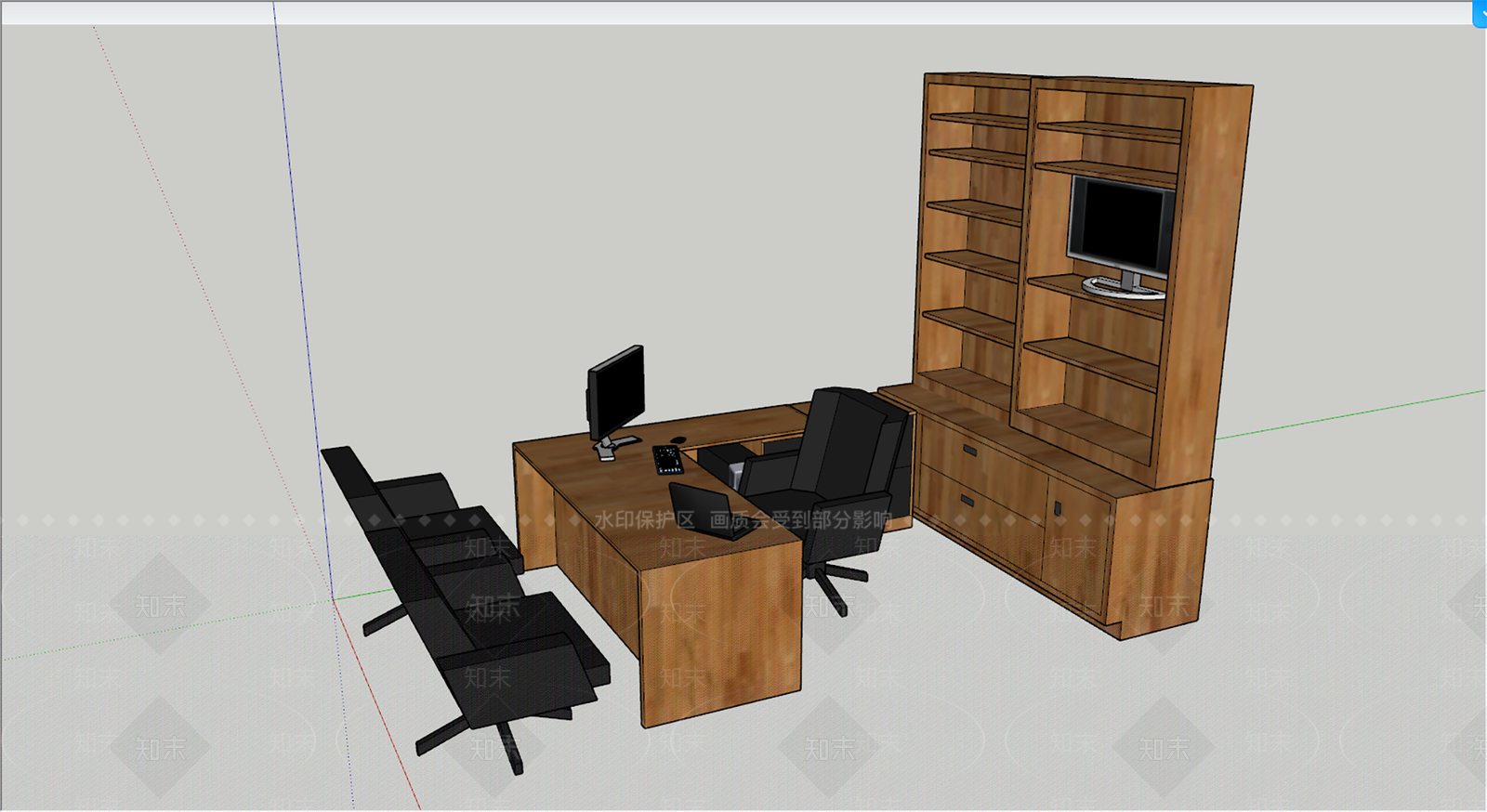 新中式中式书柜SU模型下载【ID:1188286703】