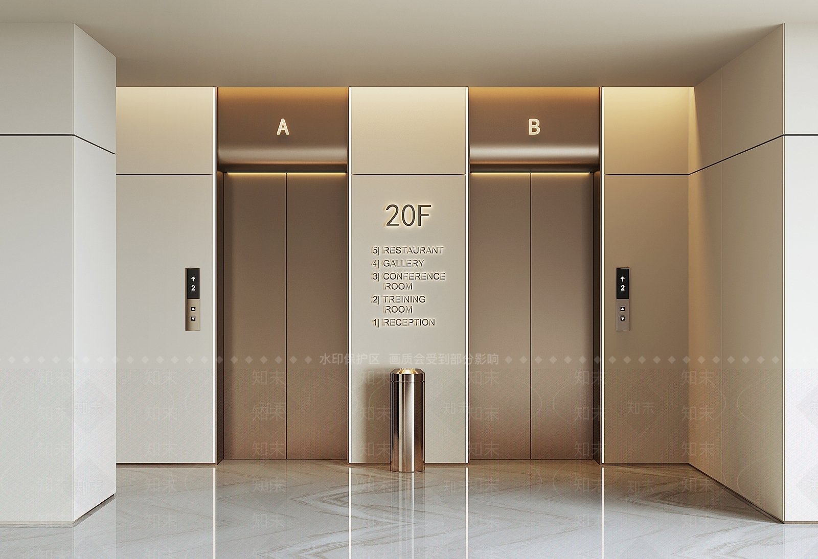 现代电梯间3D模型下载【ID:1188288567】