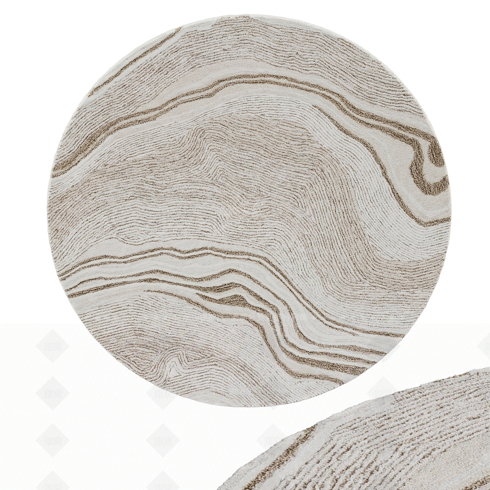 现代新中式圆形地毯SU模型下载【ID:1188291030】