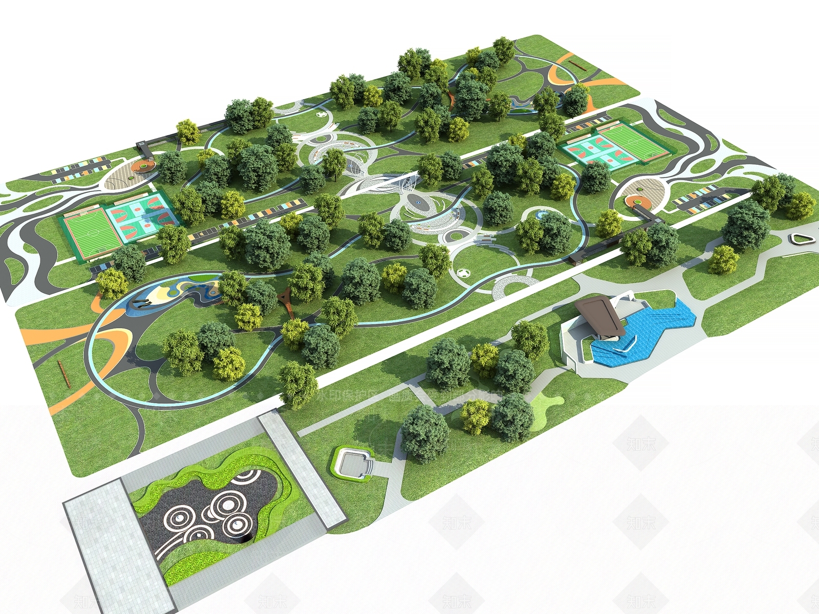 现代广场景观3D模型下载【ID:1188292309】