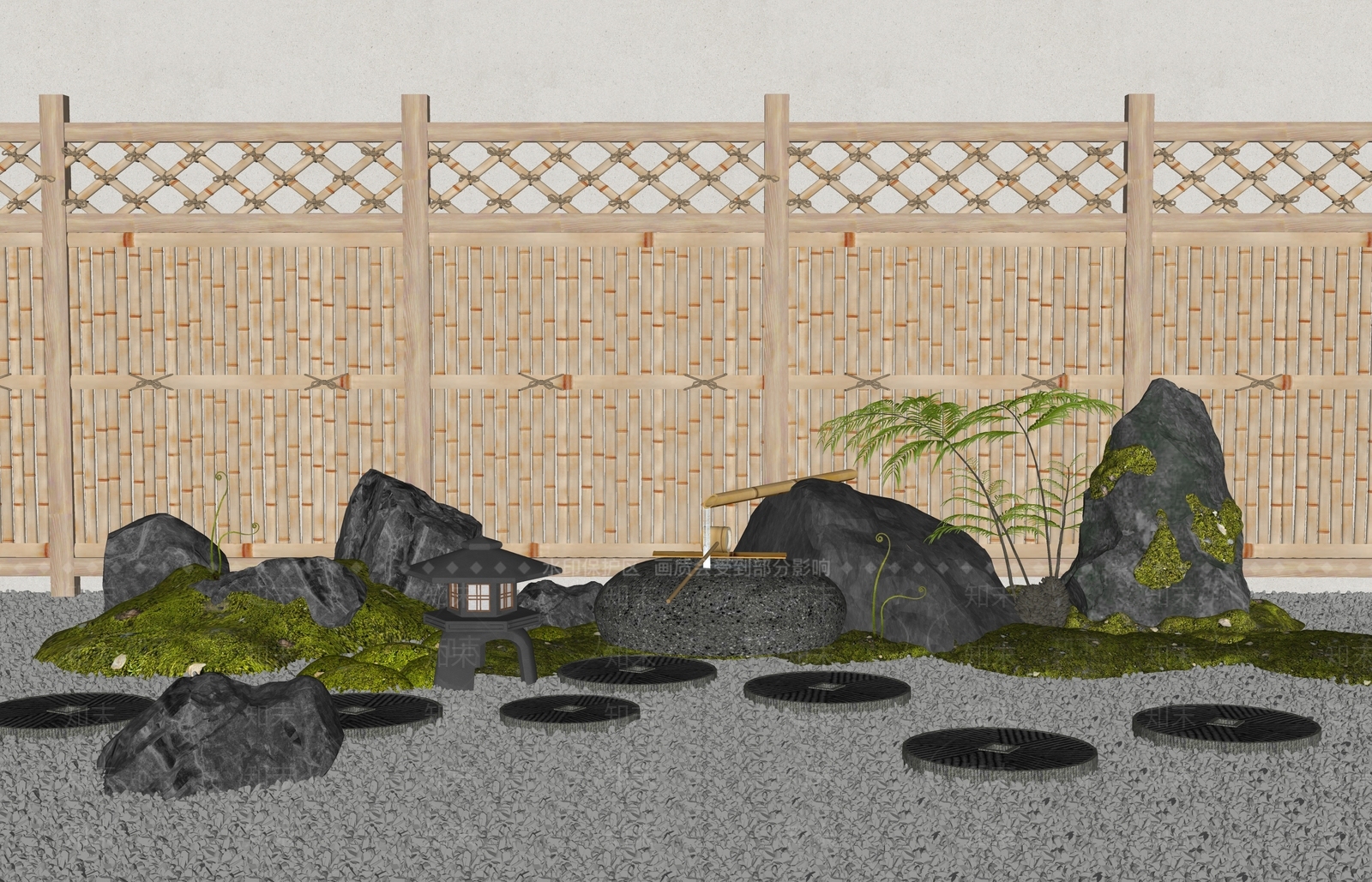 日式庭院小品SU模型下载【ID:1188293314】