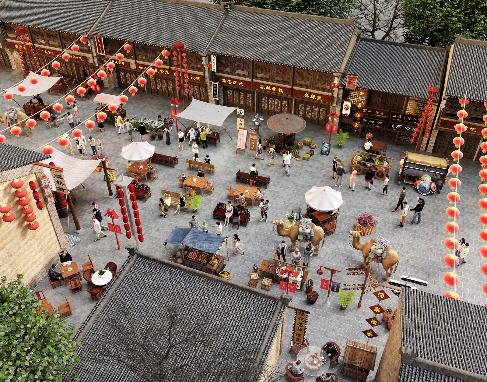 中式商业景观3D模型下载【ID:1188298524】