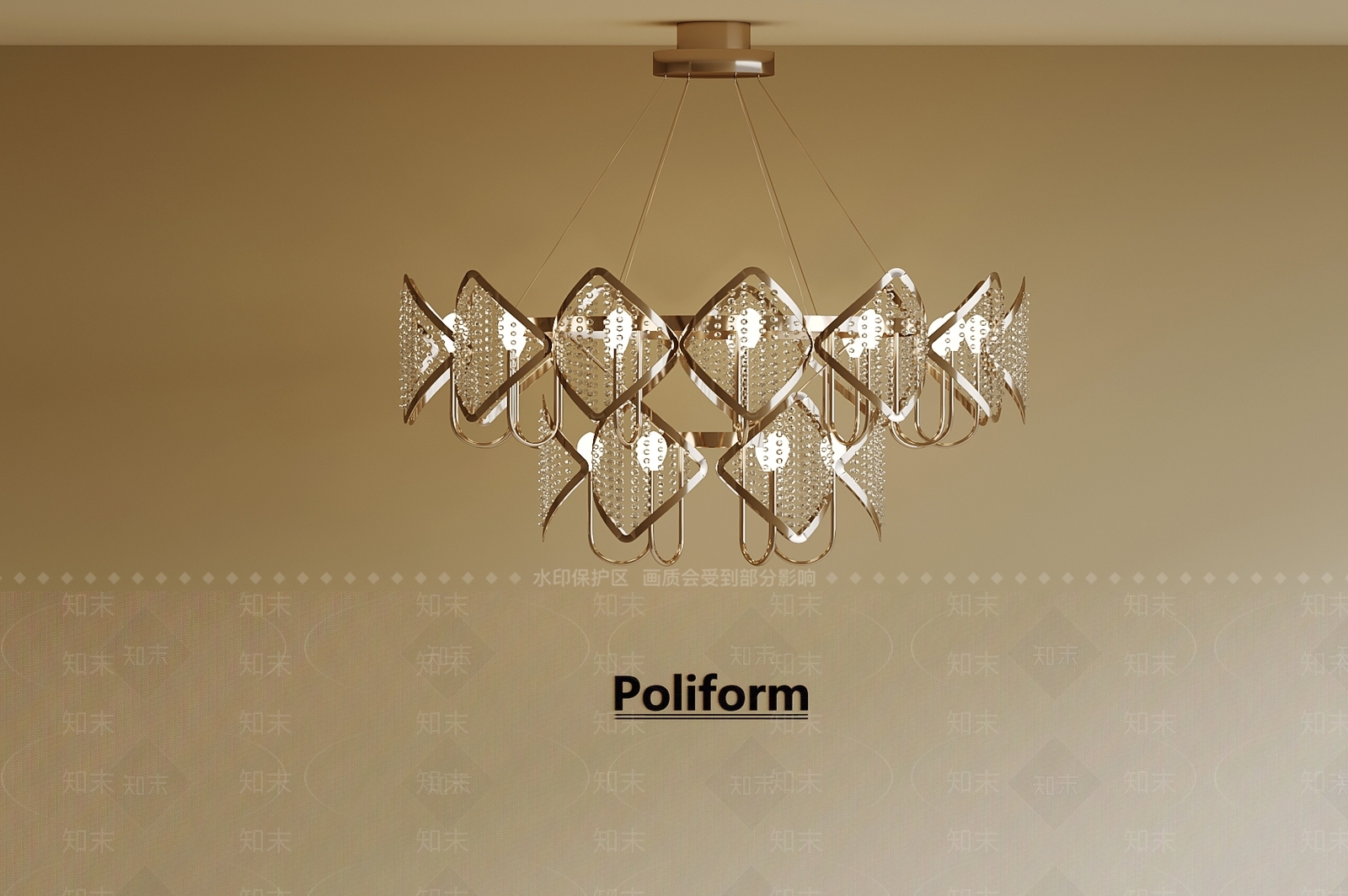 法式客厅吊灯3D模型下载【ID:1188299757】