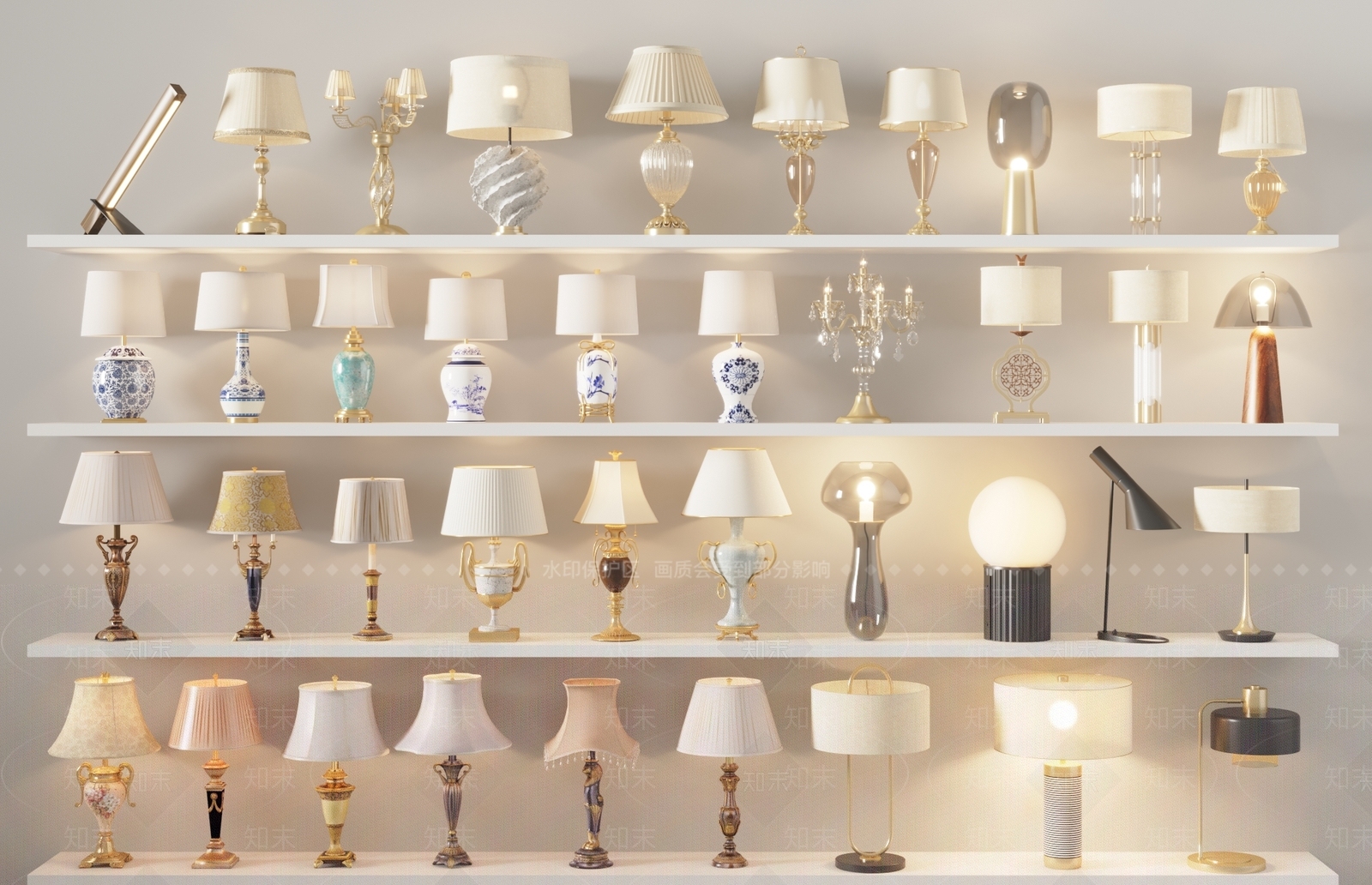 现代欧式台灯SU模型下载【ID:1188300798】