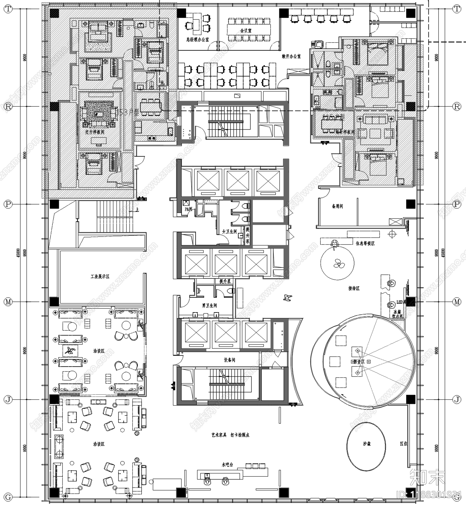 现代简约售楼处cad施工图下载【ID:1188301931】