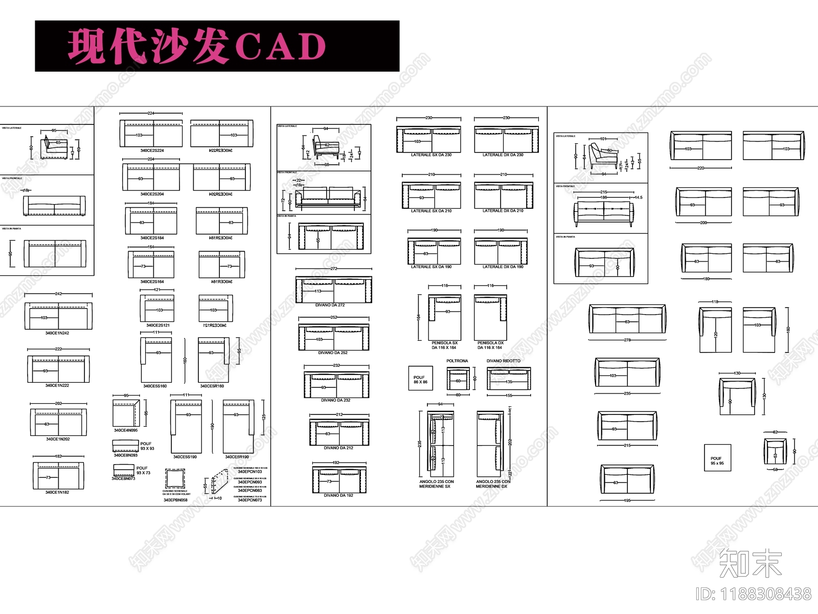 现代沙发施工图下载【ID:1188308438】