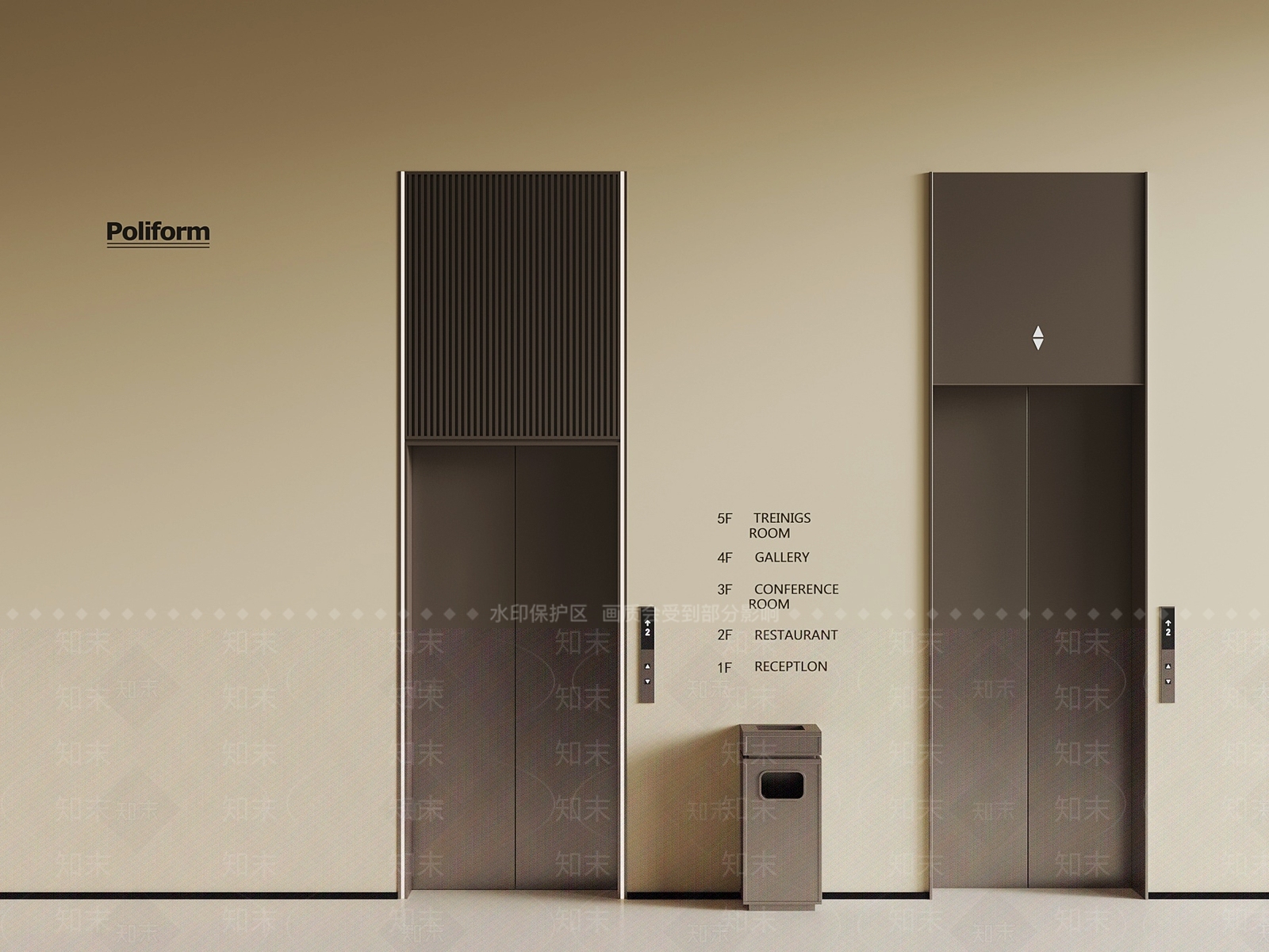 现代电梯间3D模型下载【ID:1188310552】