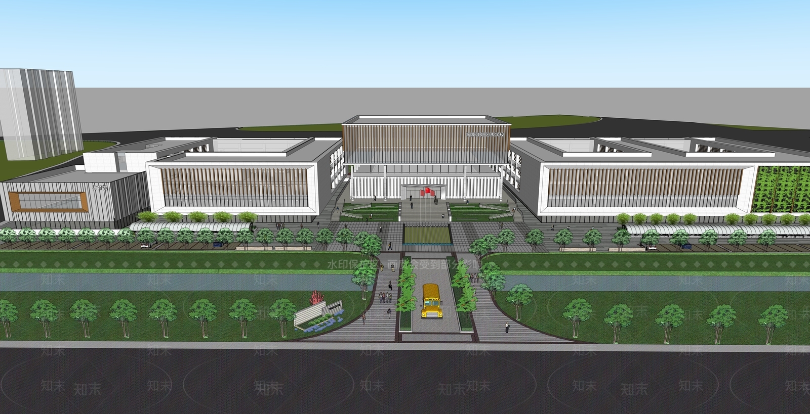 现代学校建筑SU模型下载【ID:1188311586】