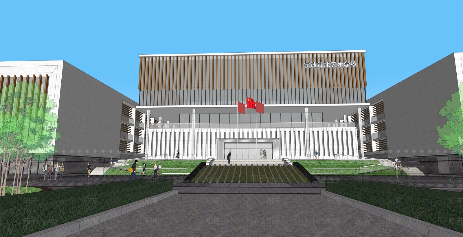 现代学校建筑SU模型下载【ID:1188311586】