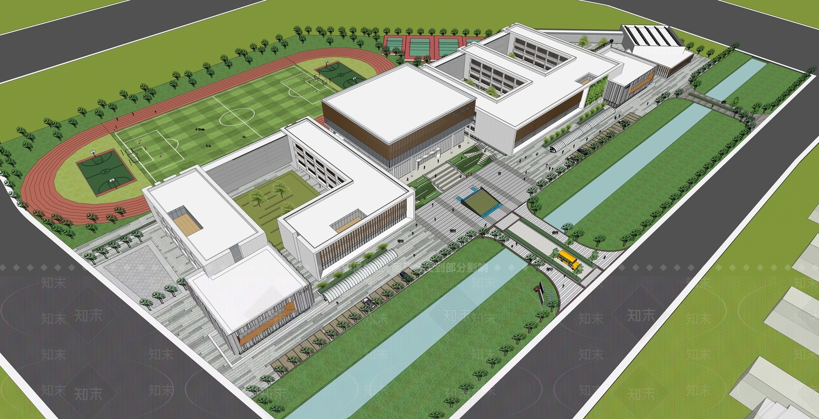 现代学校建筑SU模型下载【ID:1188311586】
