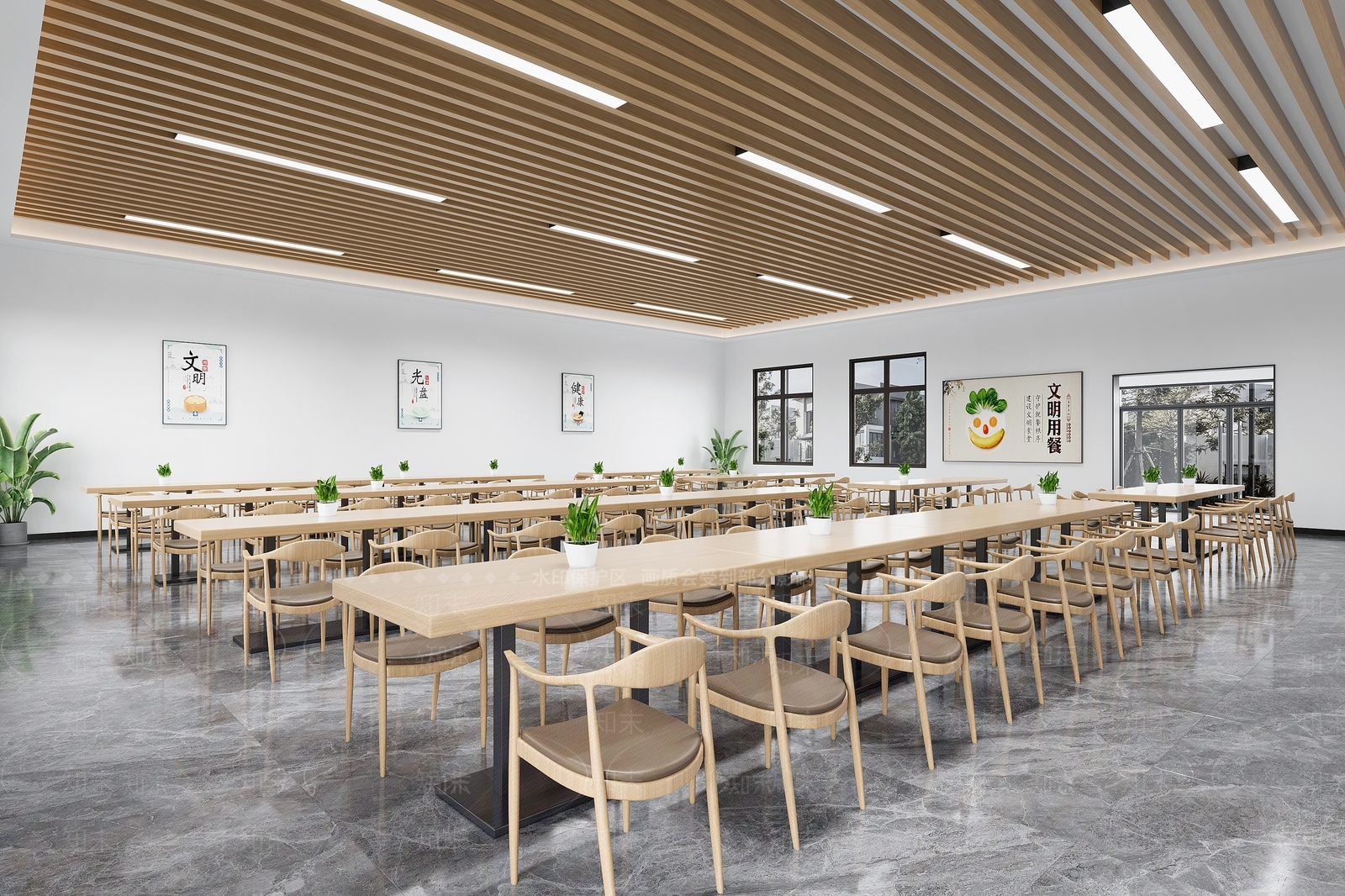 现代食堂3D模型下载【ID:1188317647】
