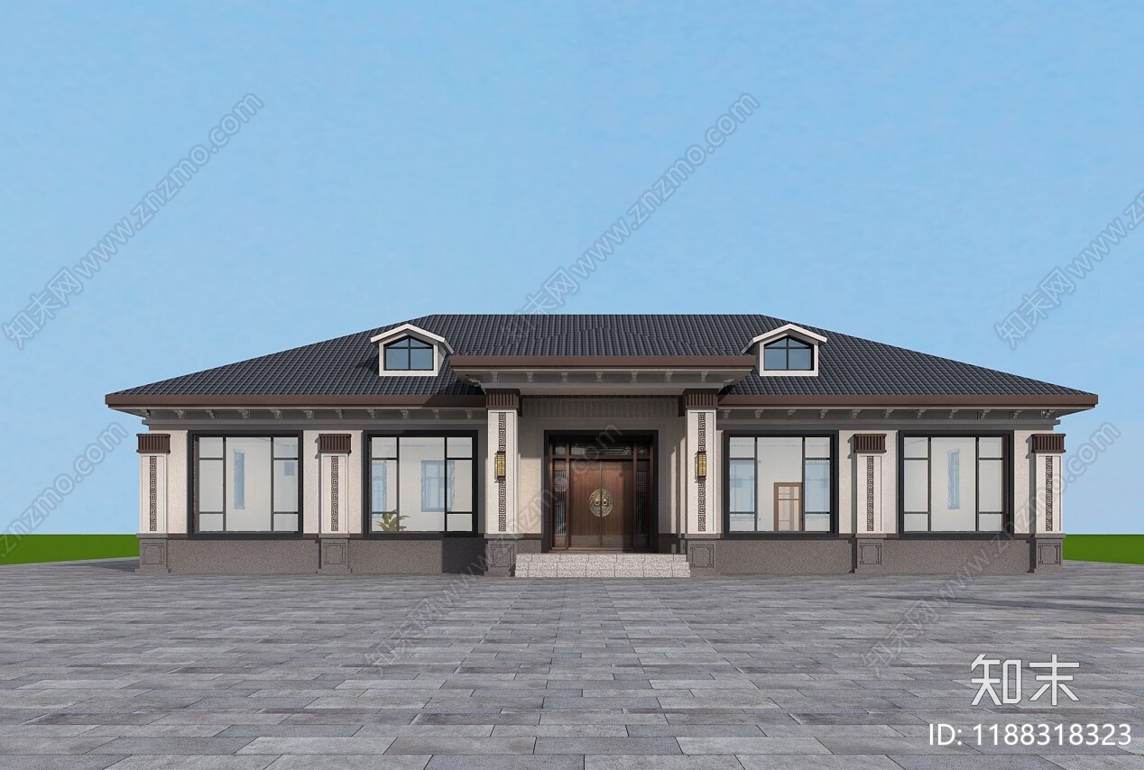 新中式别墅建筑施工图下载【ID:1188318323】