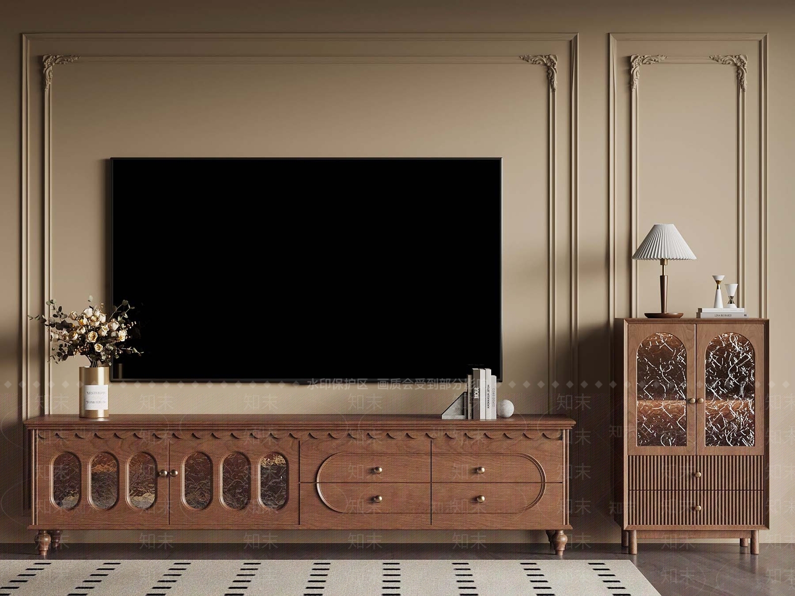 法式中古电视柜3D模型下载【ID:1188318247】