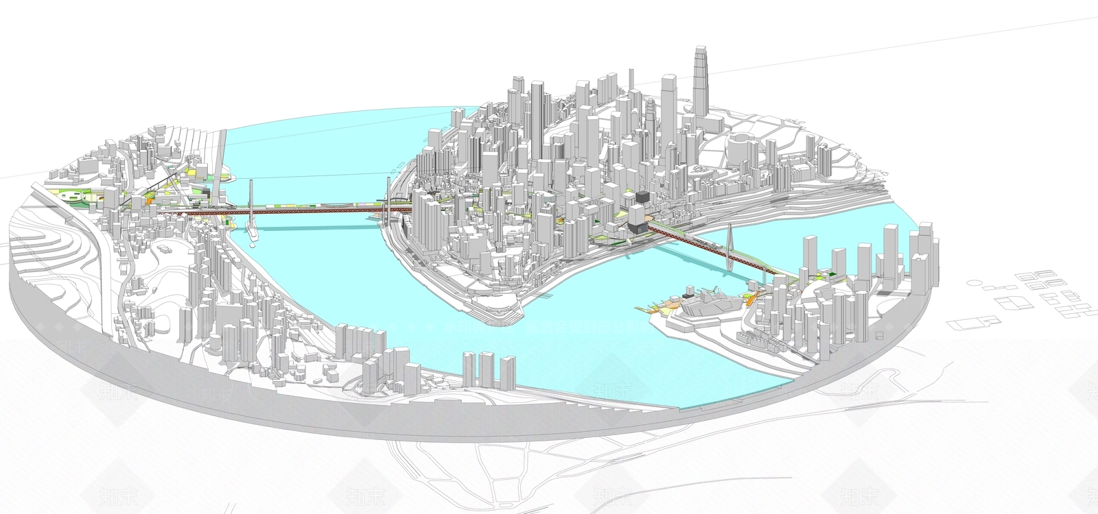 现代鸟瞰规划SU模型下载【ID:1188319315】