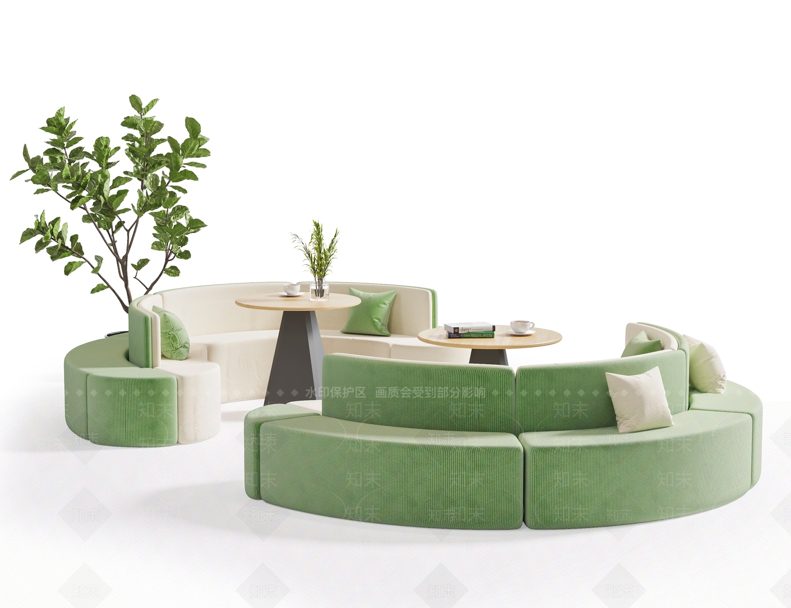现代卡座沙发3D模型下载【ID:1188320747】