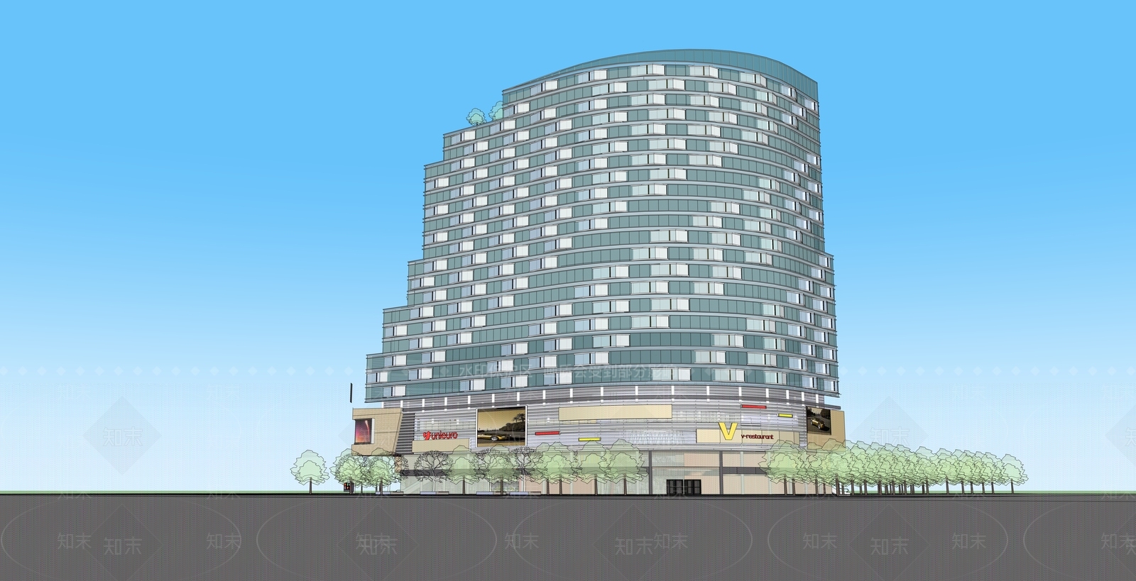 现代商场建筑SU模型下载【ID:1188322860】