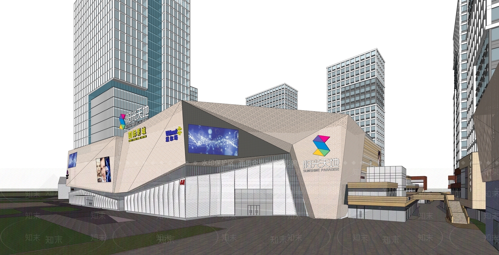 现代商业街SU模型下载【ID:1188323703】
