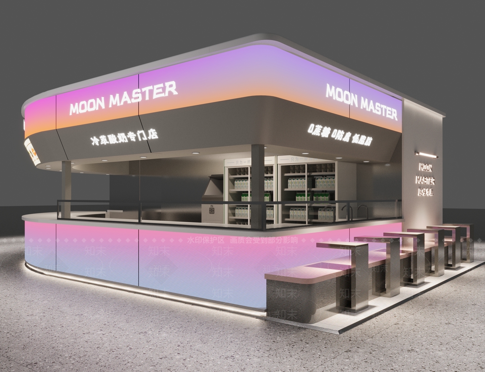 现代奶茶店3D模型下载【ID:1188324959】