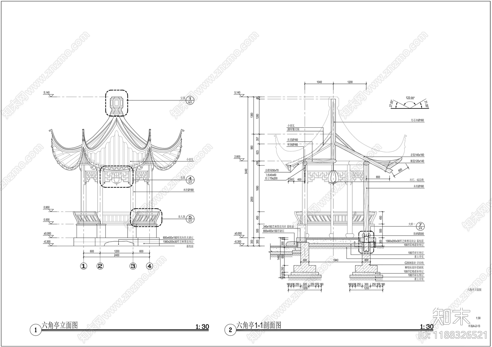 仿古建筑cad施工图下载【ID:1188326521】