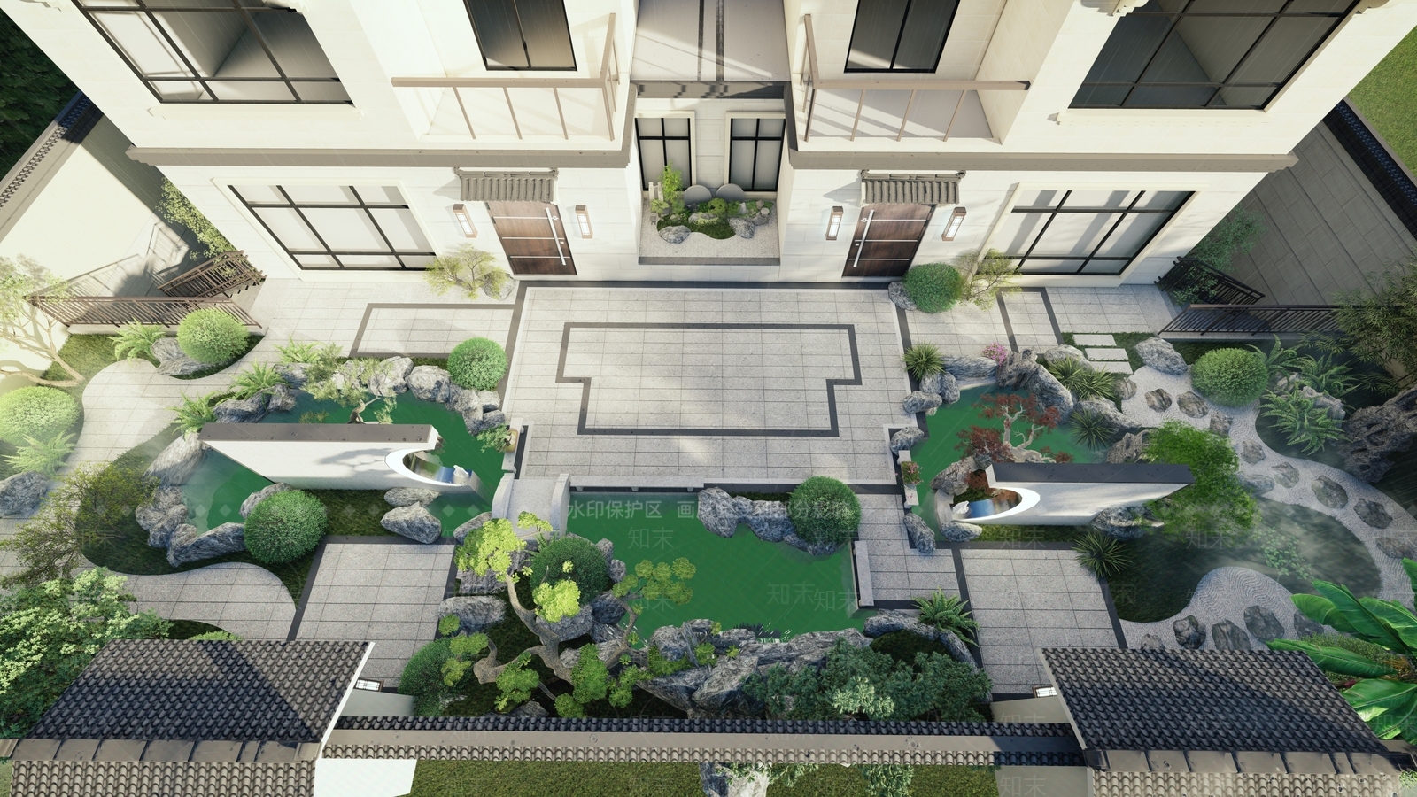 别墅庭院SU模型下载【ID:1188326320】
