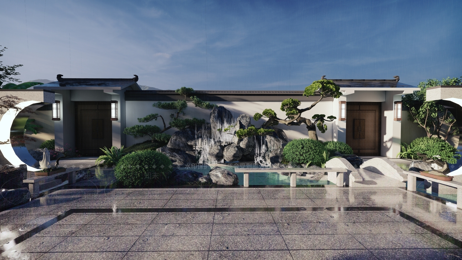 别墅庭院SU模型下载【ID:1188326320】