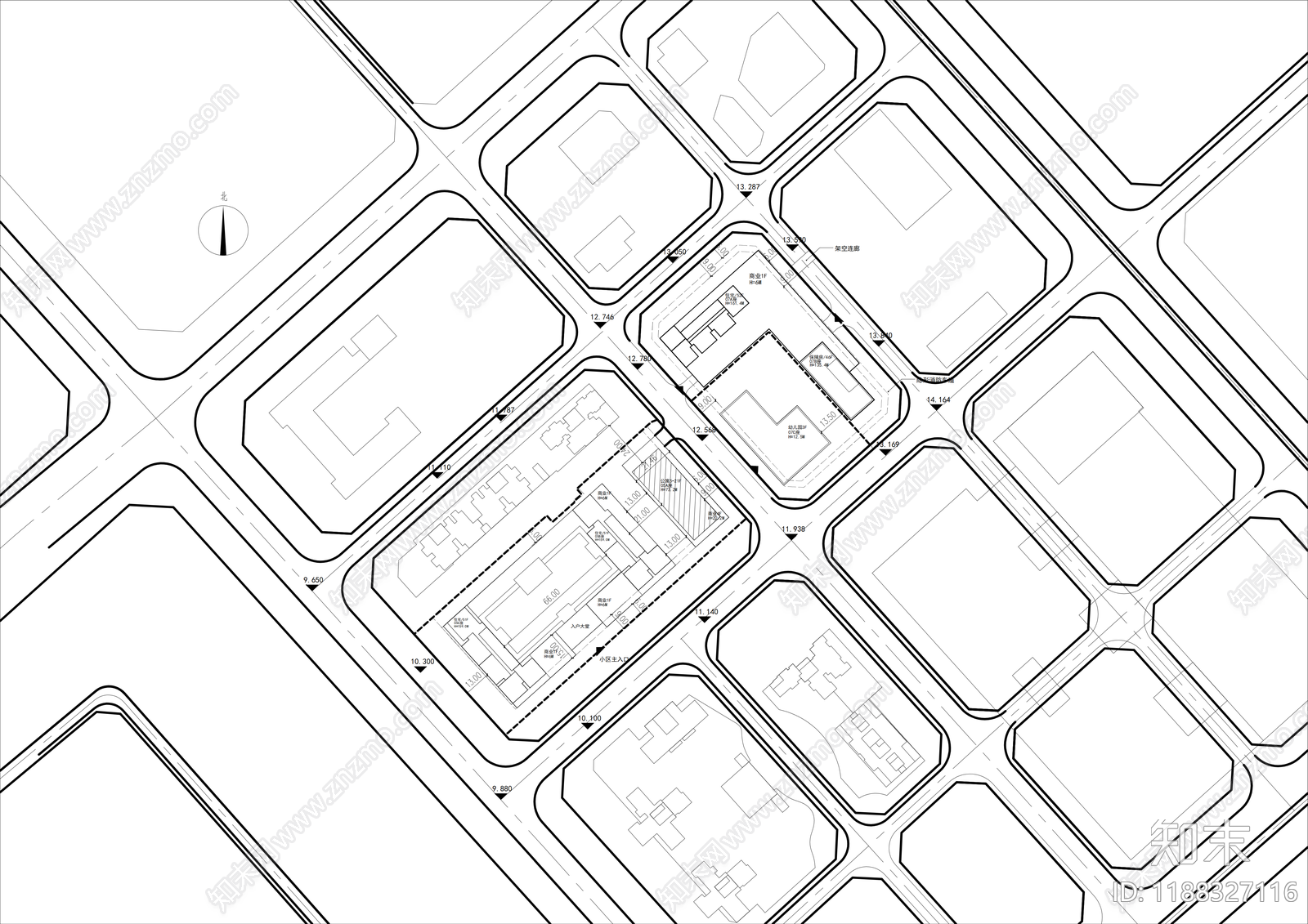 现代办公楼建筑cad施工图下载【ID:1188327116】