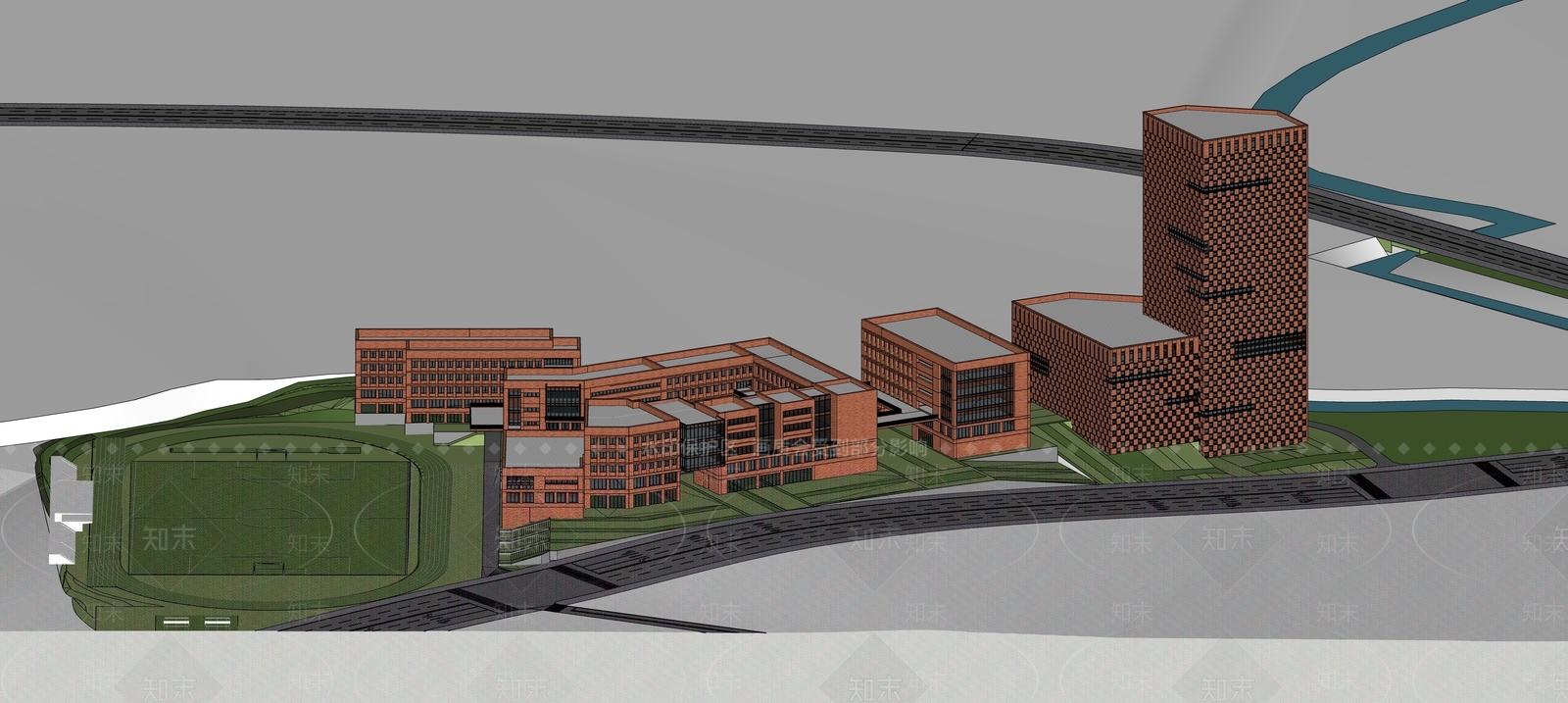 现代学校建筑SU模型下载【ID:1188327213】