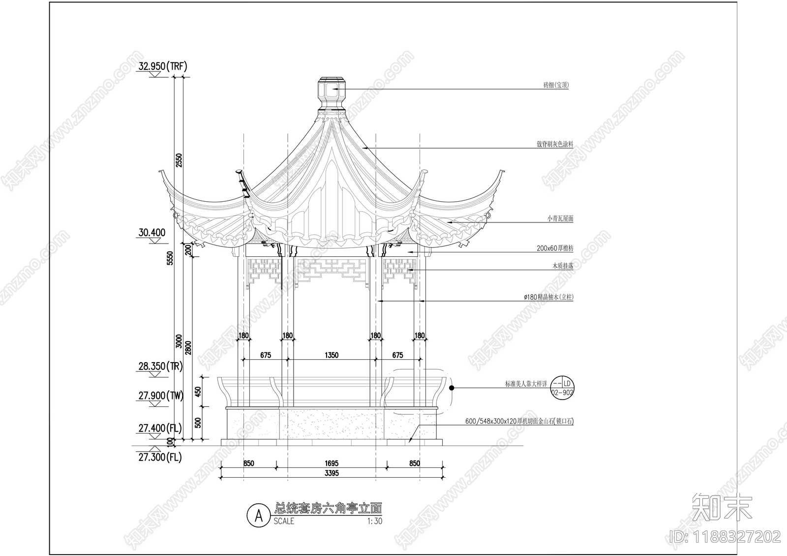仿古建筑cad施工图下载【ID:1188327202】