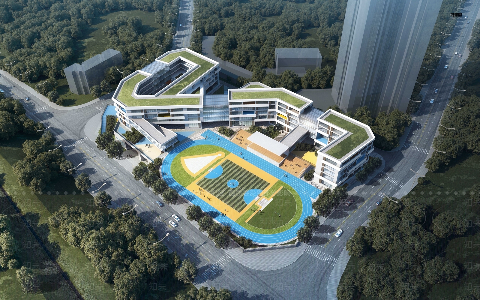 现代学校建筑SU模型下载【ID:1188327674】