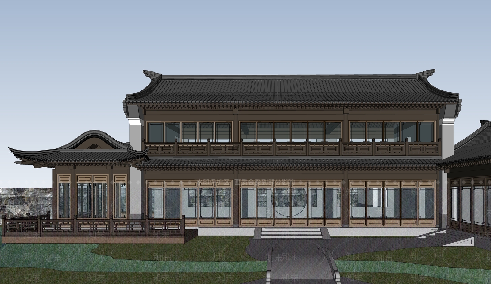中式四合院SU模型下载【ID:1188327670】