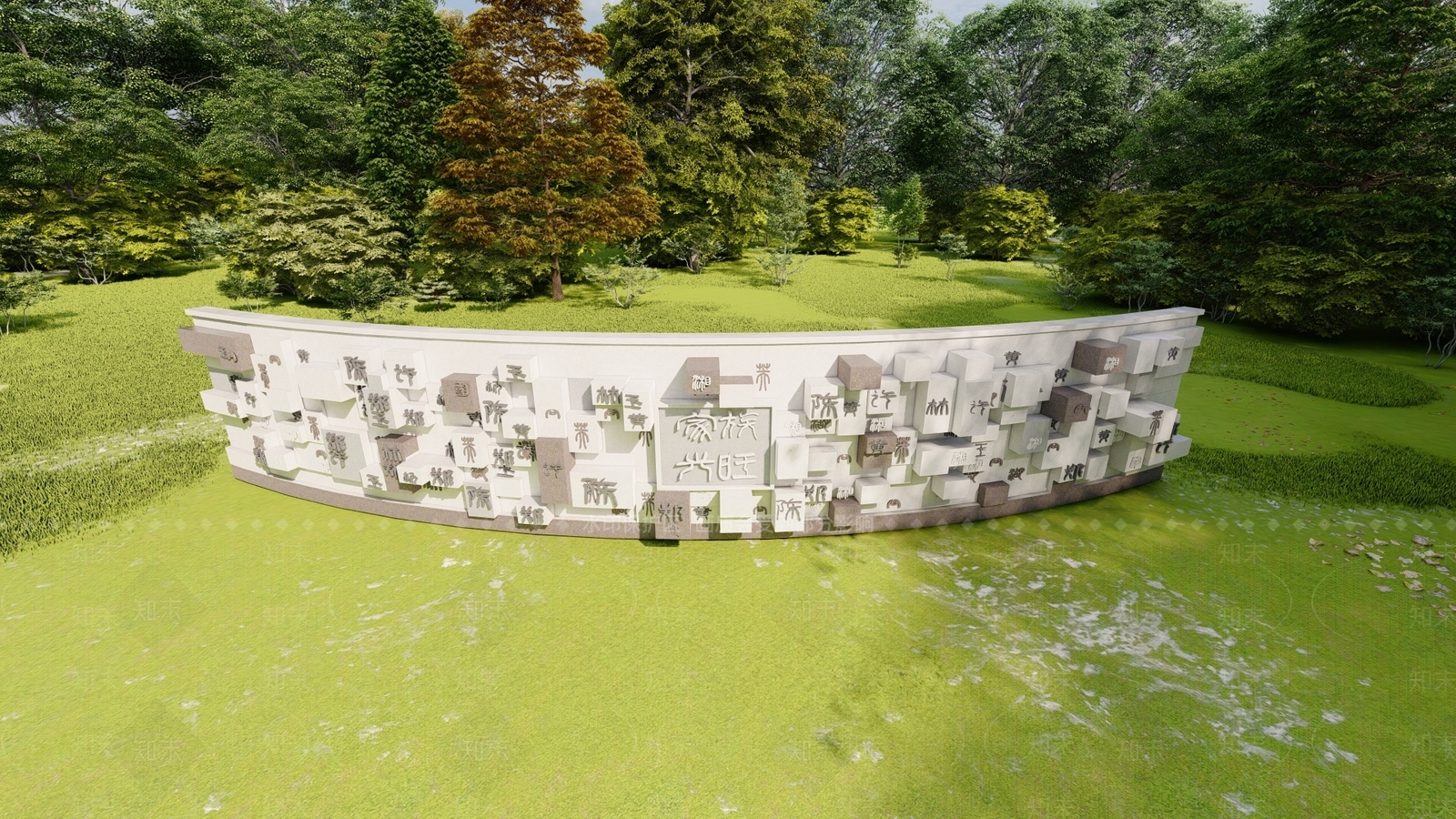 新中式景墙SU模型下载【ID:1188327982】