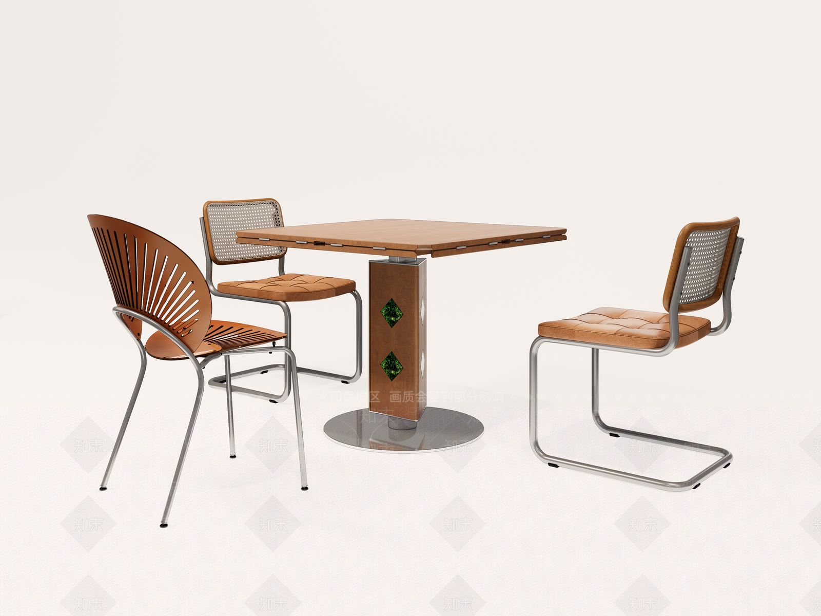 中古复古餐桌SU模型下载【ID:1188328862】