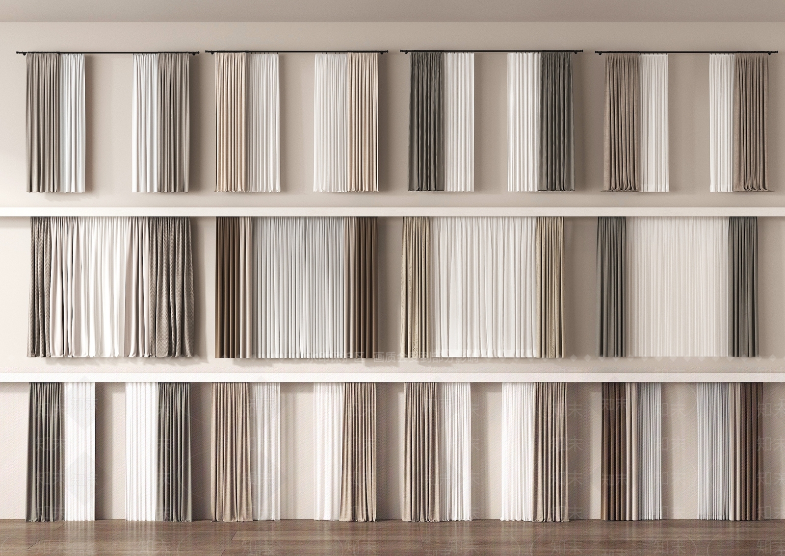 现代窗帘SU模型下载【ID:1188328976】