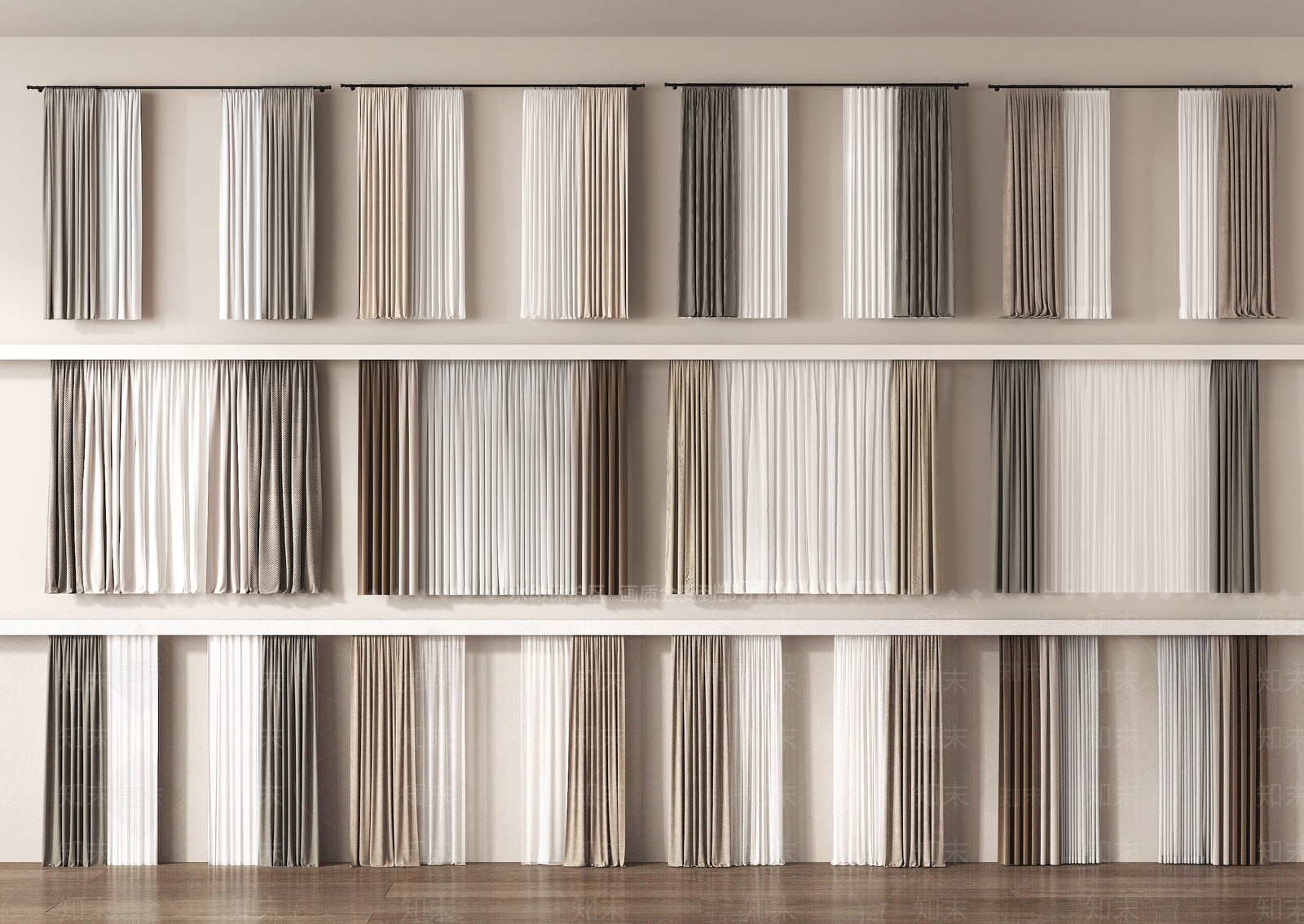现代通用窗帘3D模型下载【ID:1188329093】