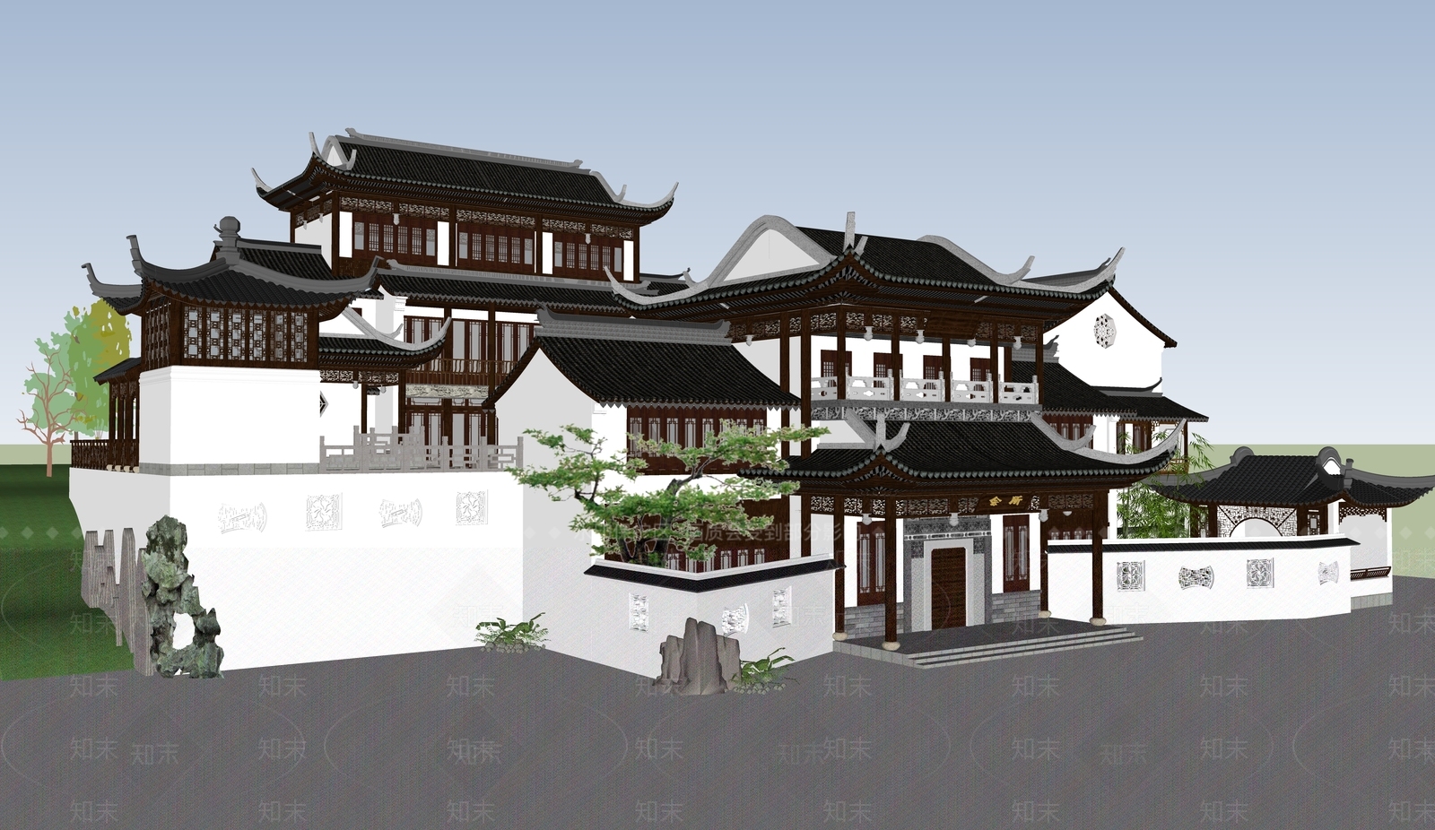 中式别墅SU模型下载【ID:1188329308】