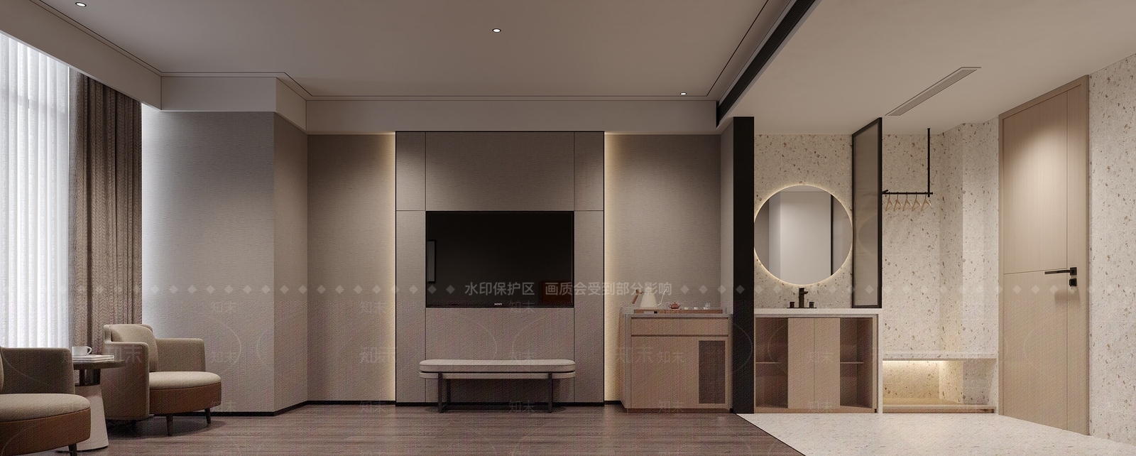 现代酒店客房3D模型下载【ID:1215054845】
